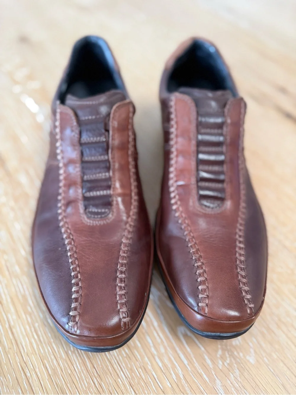 Pikolinos Men’s Brown Leather Handstitched Slip-On Loafers Driving Shoes size 46